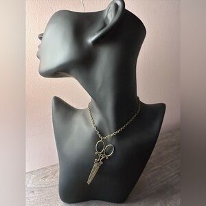 Brass Tone Scissor Pendant on a 20” Chain